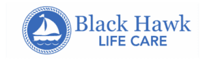 Black Hawk Life Care Center logo featuring a stylized black hawk silhouette with the center’s name in a bold, professional font.