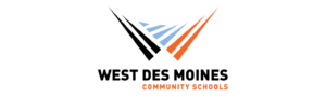 City of West Des Moines logo with overlapping 'W' and 'D' letters above the city's name in a clean font.