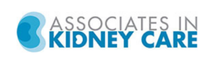 Associates in Kidney Care logo featuring a stylized kidney icon with the company name in blue and green text.