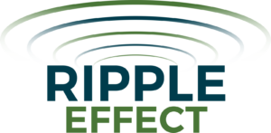 Concentric green-to-teal rings above the word ‘RIPPLE’ in dark teal and ‘EFFECT’ in green.”