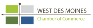 Logo for the West Des Moines Chamber of Commerce, featuring professional and community-focused design elements.