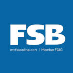 Farmers State Bank logo featuring a stylized 'FSB' acronym in bold, modern typography, accompanied by a graphic element symbolizing community and trust.