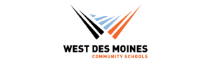 City of West Des Moines logo with overlapping 'W' and 'D' letters above the city's name in a clean font.