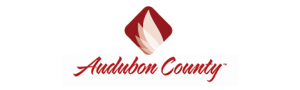 Audubon County logo depicting a stylized bird in flight.