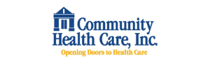 Community Health Care, Inc. logo featuring a stylized heart and cross symbol.