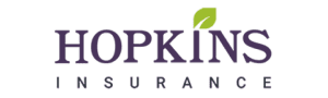 Hopkins Insurance logo with a green leaf dotting the 'I' in 'Hopkins'.