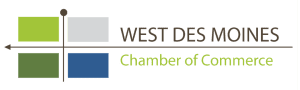 Logo for the West Des Moines Chamber of Commerce, featuring professional and community-focused design elements.