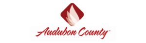 Audubon County logo depicting a stylized bird in flight.