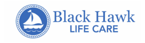 Black Hawk Life Care Center logo featuring a stylized black hawk silhouette with the center’s name in a bold, professional font.