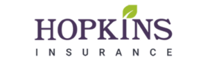 Hopkins Insurance logo with a green leaf dotting the 'I' in 'Hopkins'.