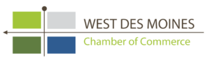 Logo for the West Des Moines Chamber of Commerce, featuring professional and community-focused design elements.