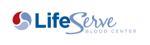 Logo for LifeServe Blood Center, featuring vibrant and life-affirming design elements.