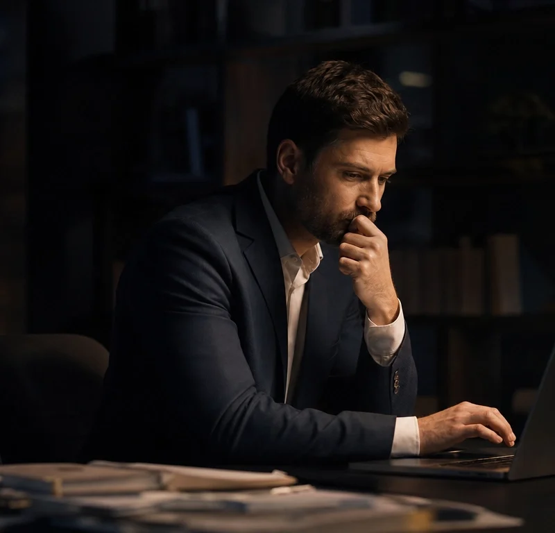 Employee pausing before clicking a link, illustrating security awareness training that changes behavior